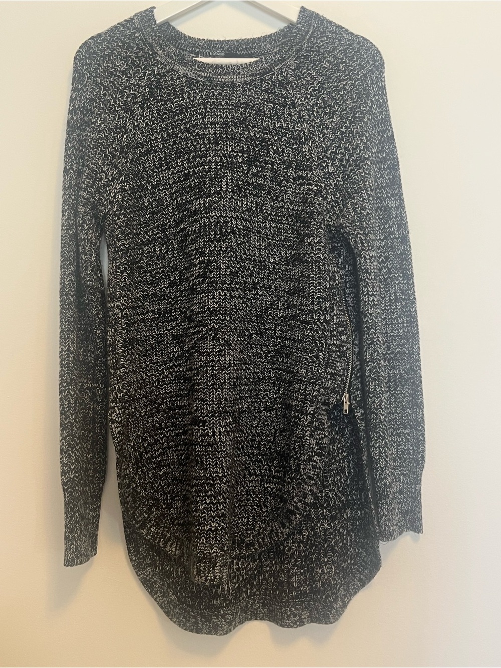 Revamped Black & White Marled Crewneck Sweater Dress